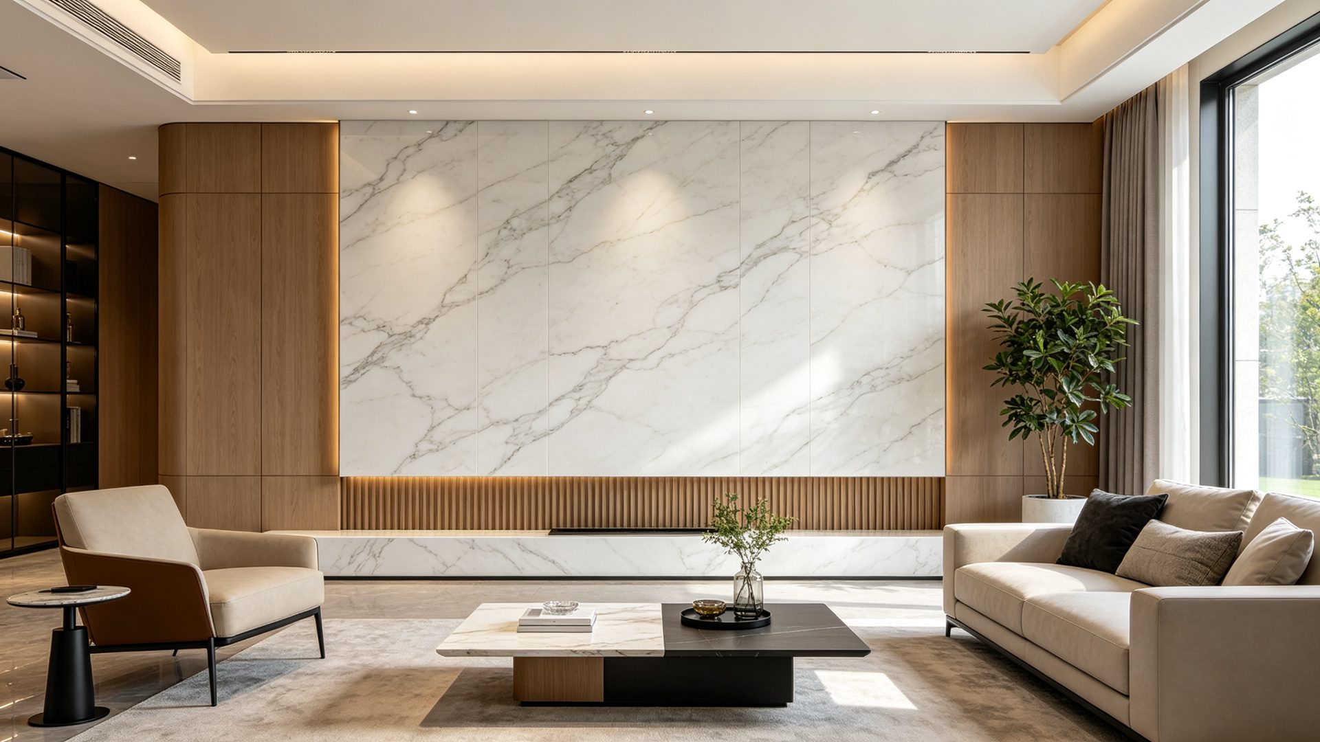 Flexible stone interior wall